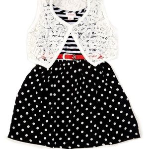Polka Dot Dress with Lace Shrug